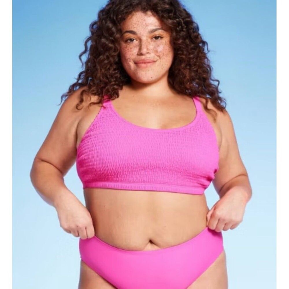 NWT Wild Fable Pink Smocked Bralette Bikini Top